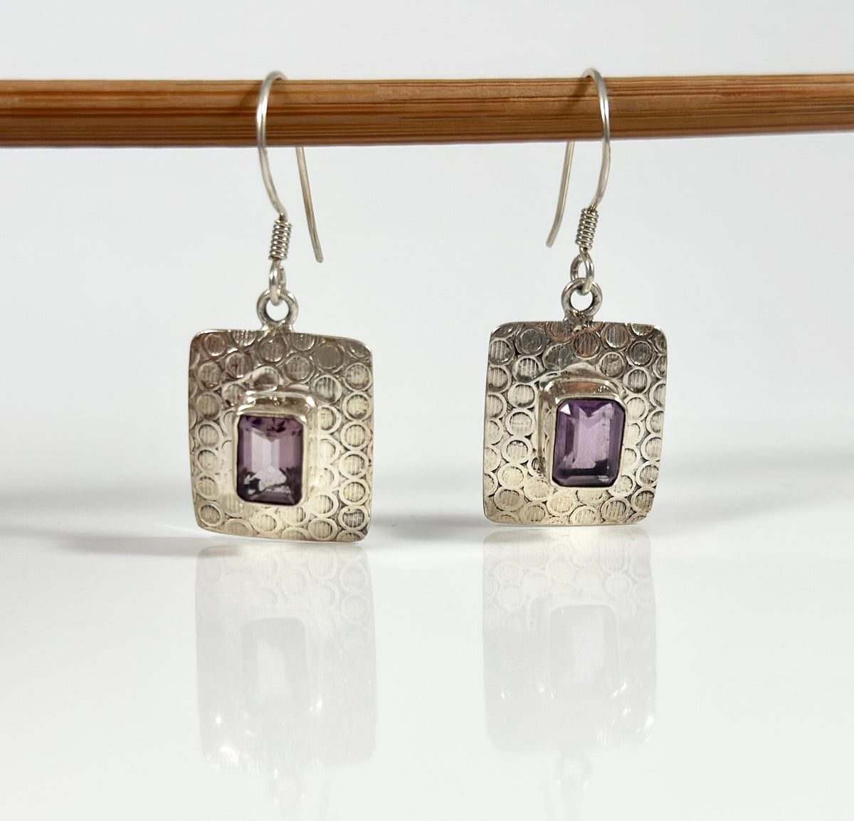 Genuine Amethyst Earrings-Pendant-Ring Set with FREE Chain - Amethyst Earrings - Amethyst Pendant - February Birthstone - Solid 925 Silver