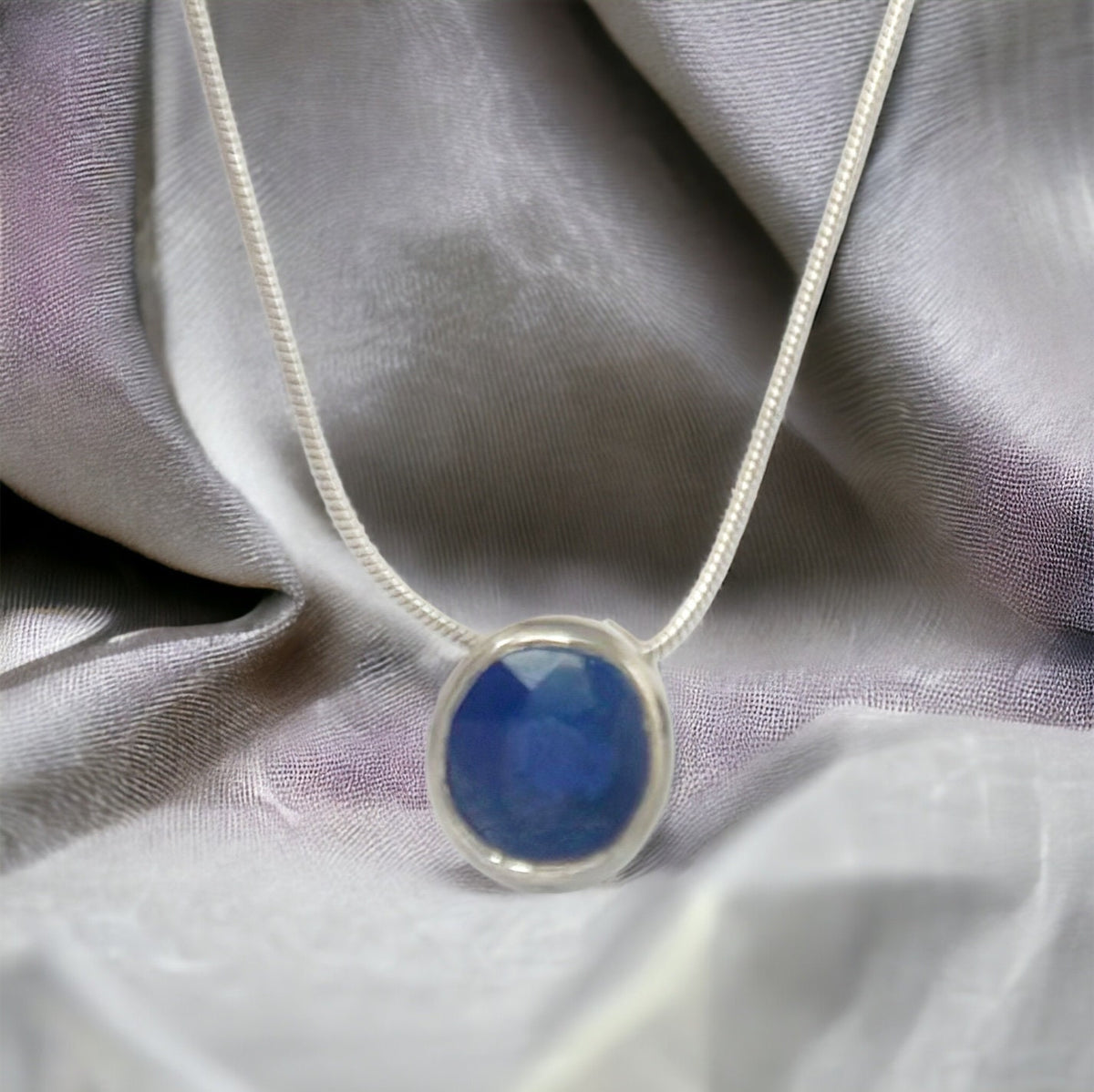Natural Sapphire Pendant with Chain - Floating Gemstone Necklace - Floating Sapphire - September Birthstone - Gift for Her - Solid Silver