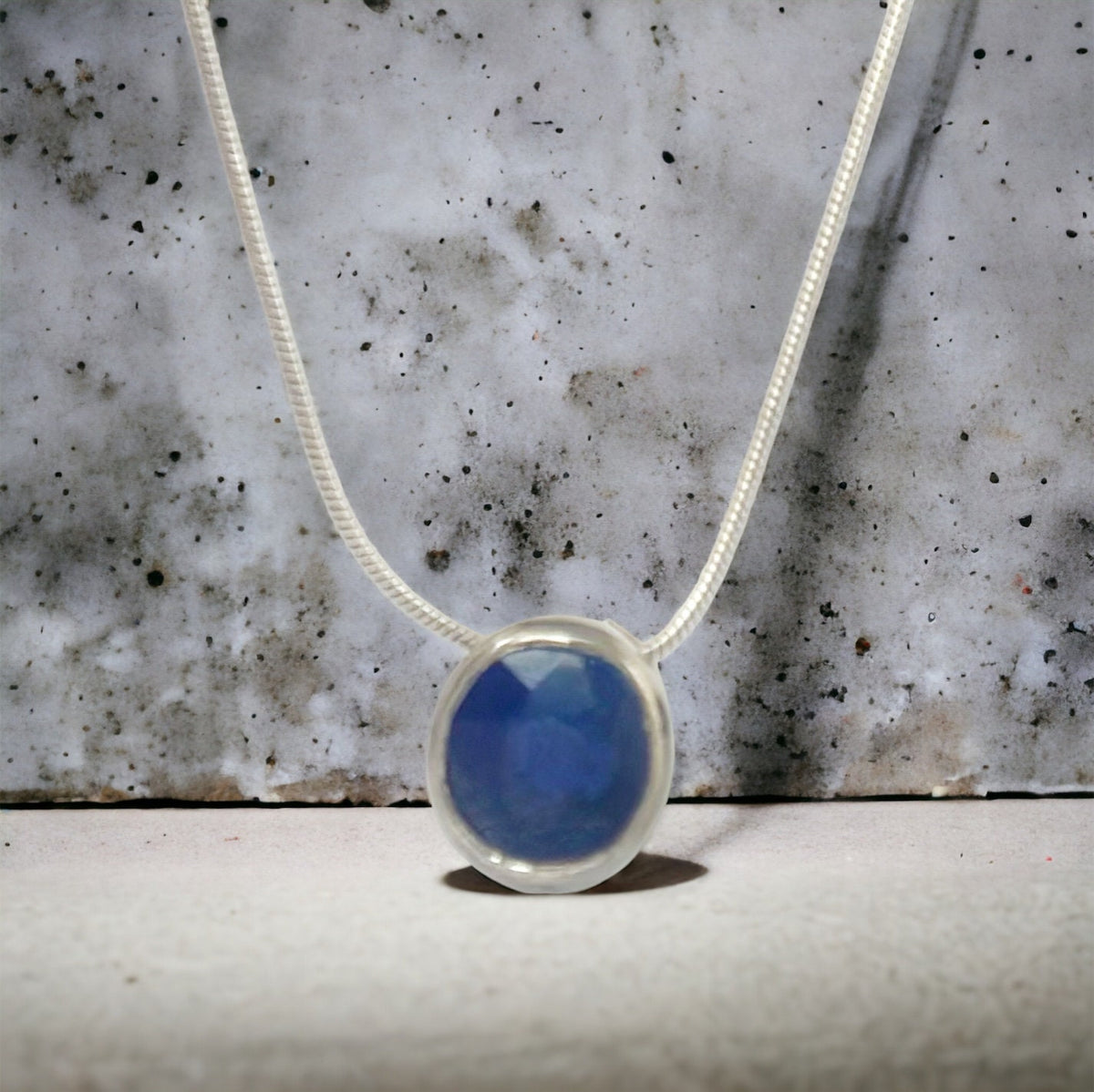 Natural Sapphire Pendant with Chain - Floating Gemstone Necklace - Floating Sapphire - September Birthstone - Gift for Her - Solid Silver