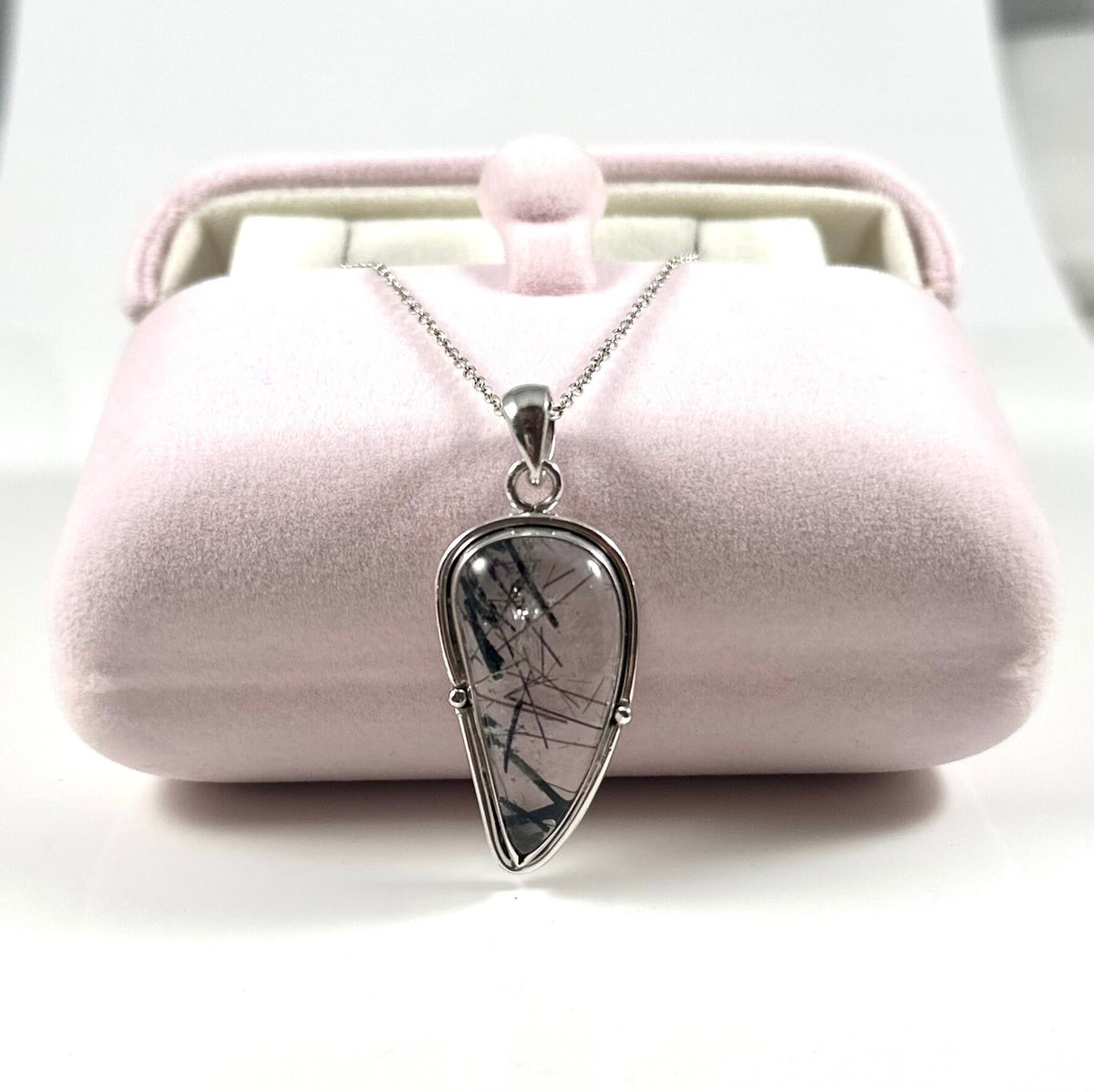 Black Rutile Pendant - Rutile Pendant - High Quality Handpicked Rutile - Genuine Gemstone Pendant - Solid 925 Sterling Silver Pendant
