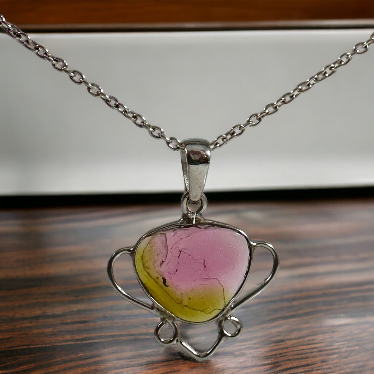 Watermelon Tourmaline Pendant -  GenuineTourmaline Pendant - Rare Tourmaline - Pink Gemstone Pendant - Solid 925 Sterling Silver Pendant