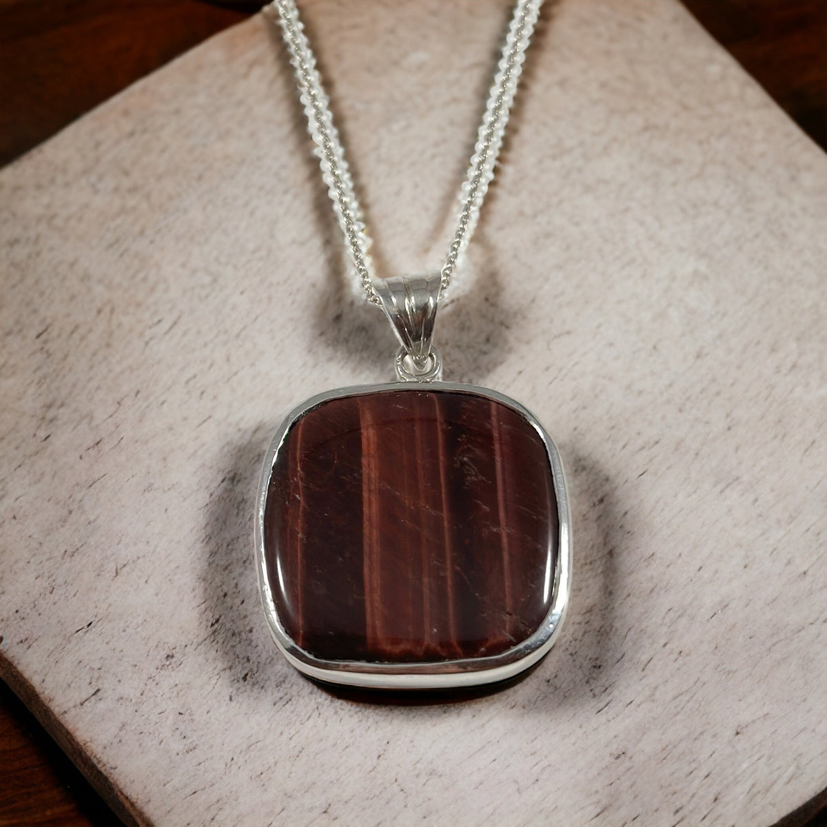 Red Tiger Eye Pendant - Tiger Eye Pendant - Gemstone Pendant - Birthday - Anniversary - Solid 925 Sterling Silver Pendant
