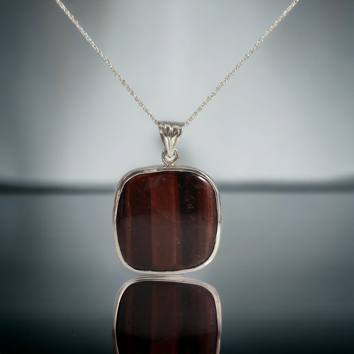 Red Tiger Eye Pendant - Tiger Eye Pendant - Gemstone Pendant - Birthday - Anniversary - Solid 925 Sterling Silver Pendant