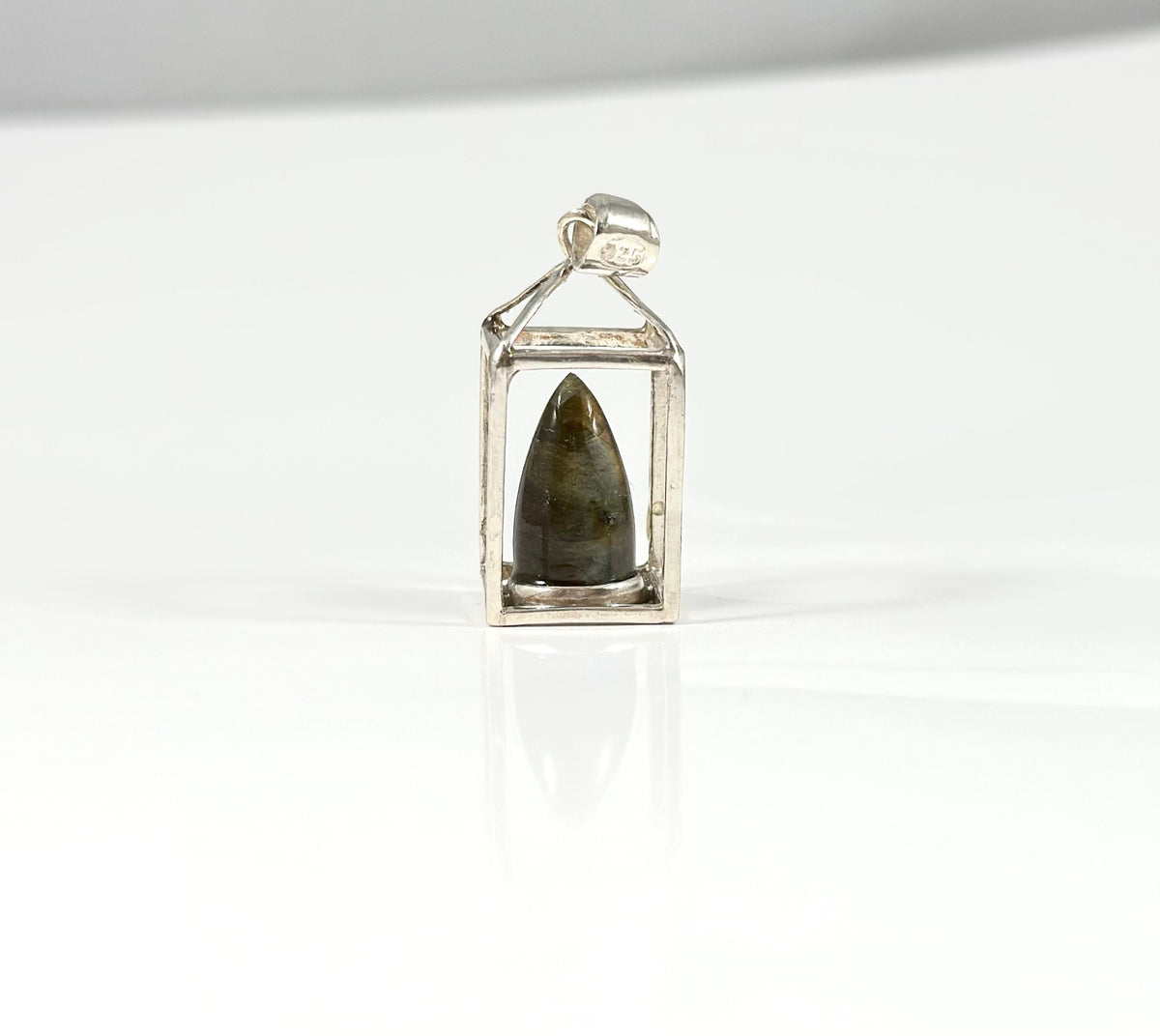 Unique Labradorite Lantern Pendant with Chain - One of a Kind Labradorite Flame Pendant - Ready to Ship - 925 Silver Pendant with Chain