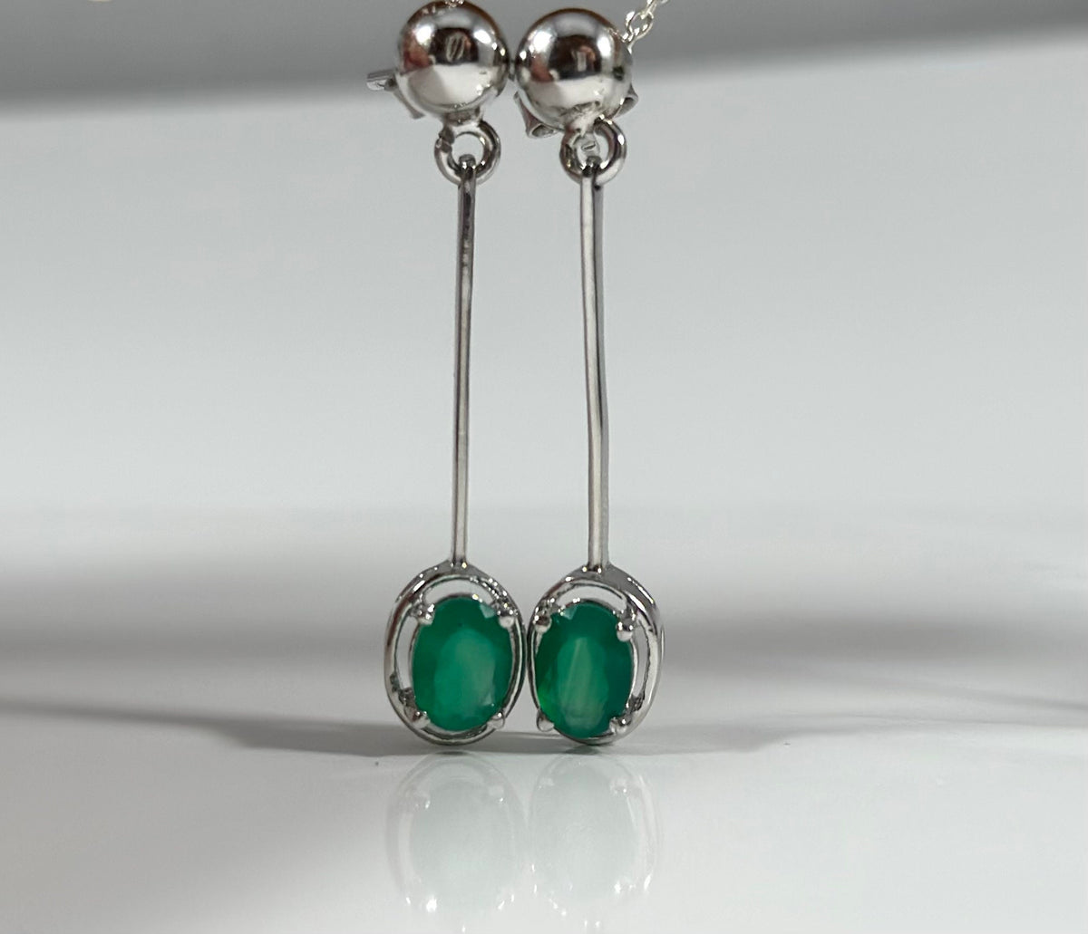 Green Onyx Earrings - Gemstone Dangle Earrings - Danglers- Green Dangle Earrings- 925 Sterling Silver