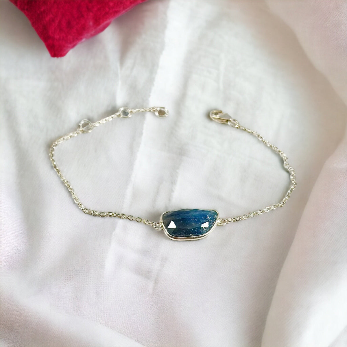 Genuine Sapphire Dainty Bracelet - Sapphire Chain Bracelet - September Birthstone - Bracelet for Her - Solid 925 Sterling Silver Bracelet