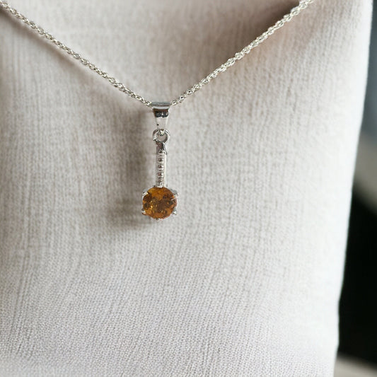Flashy Citrine Pendant - Round Citrine Pendant - November Birthstone - Birthday Gift - Anniversary Gift - Solid 925 Sterling Silver Pendant
