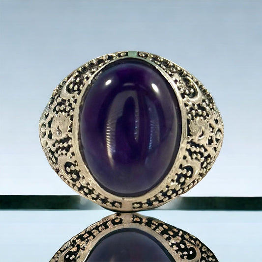 Amethyst Ring - US 9.5 - Unisex Amethyst Ring - Men's Amethyst Ring - Statement Ring - Solid 925 Sterling Silver Ring