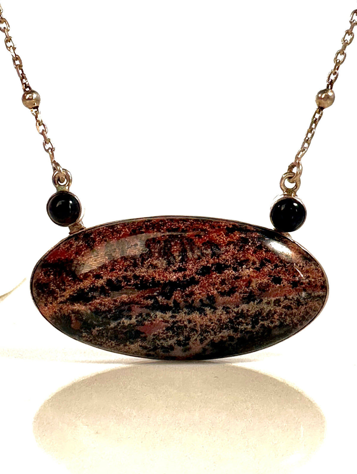 Honey Dendrite and Black Onyx Pendant with Attached Chain - Honey Dendrite Necklace - Black Onyx Necklace - Sterling Silver Necklace