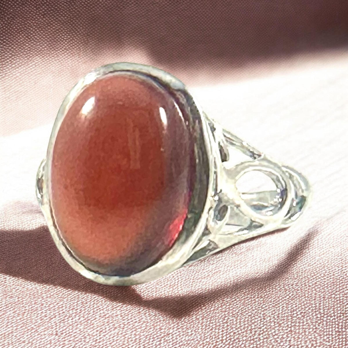 Hessonite Garnet Statement Ring - US 7.75 Ring - Unisex Ring - Men's Statement Ring - Women's Statement Ring - Solid 925Sterling Silver Ring