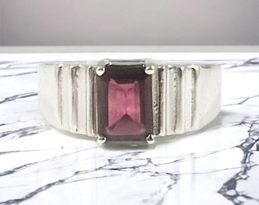 Stunning Natural Red Garnet Ring - Stunning Unisex Ring - Red Garnet Ring - Size 7.25 Ring - Red Silver Ring - Solid Sterling Silver Ring