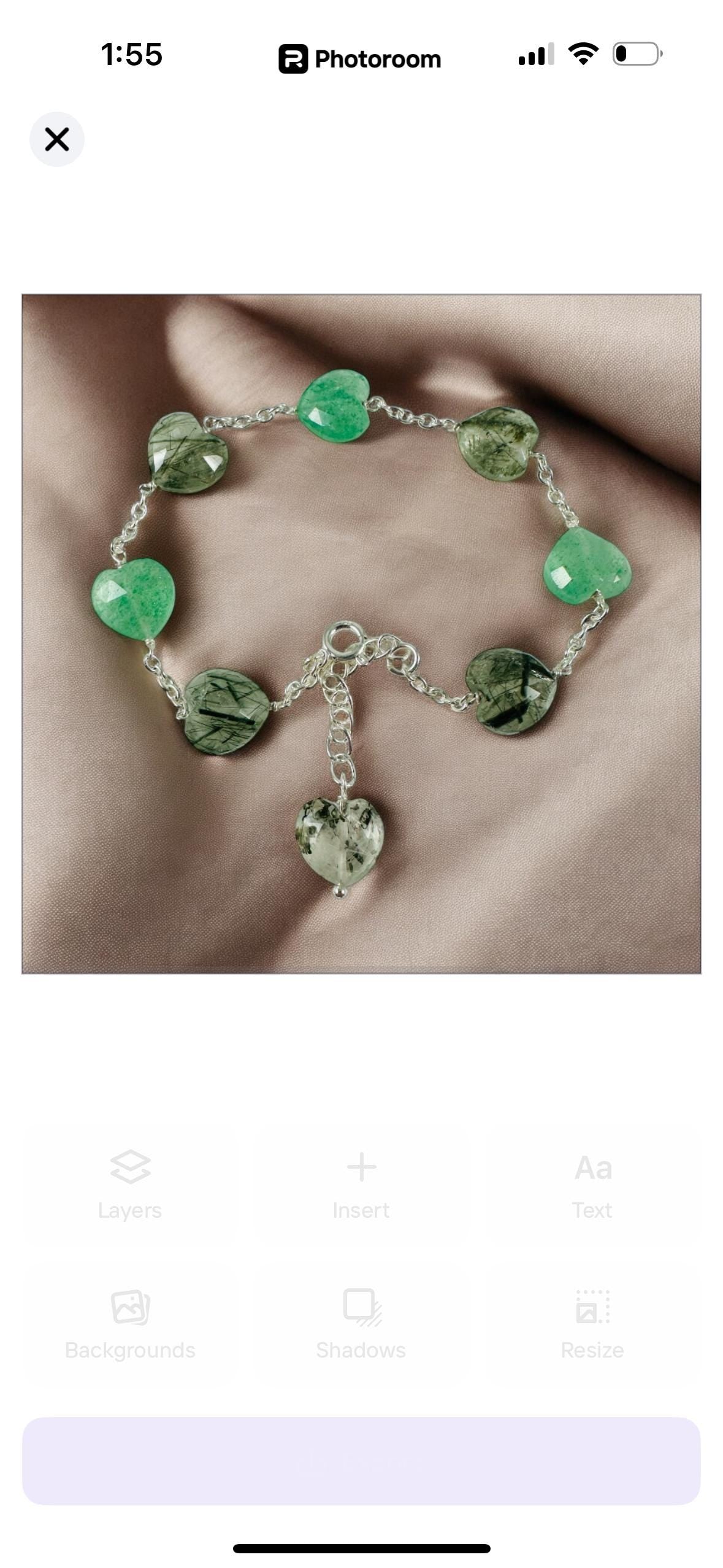 Natural Rutile and Green Aventurine Heart Bracelet - Valentines Bracelet - Rutilated Quartz Bracelet - Heart Bracelet - 925 Silver Bracelet