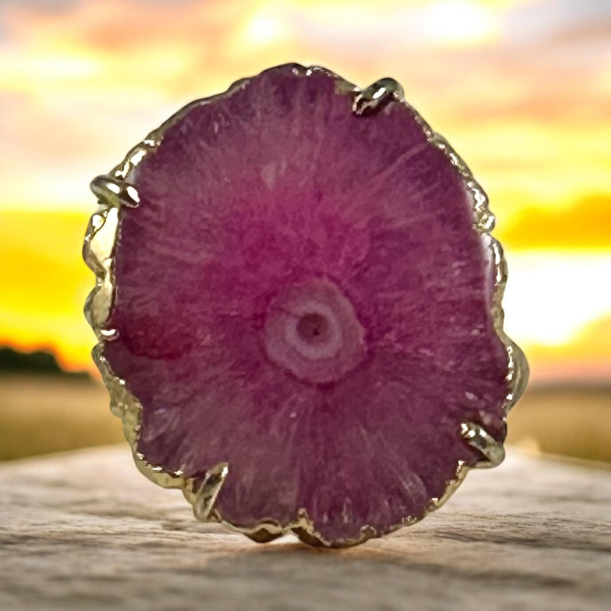 Pink Agate Adjustable Ring - Pink Cocktail Ring - Druzy Ring - Rough Gemstone Ring- Unique Pink Ring- Gift for Her - June Birthstone