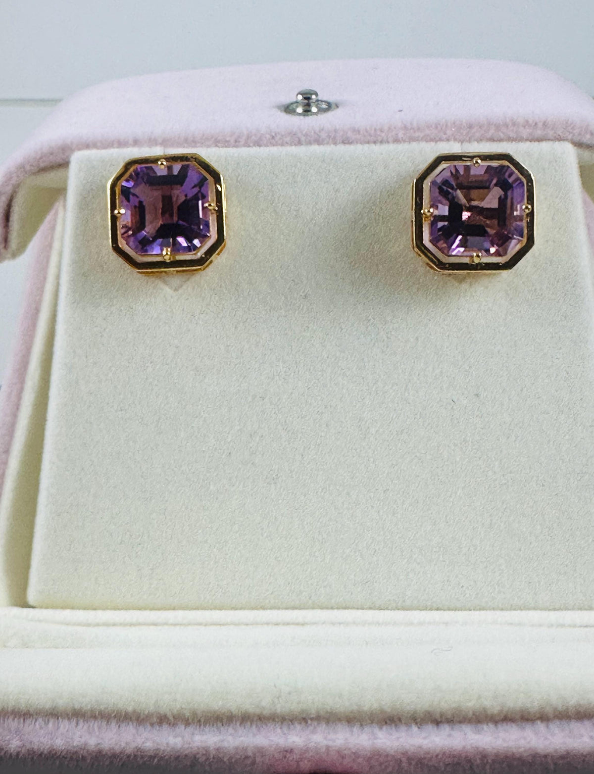 Stunning Large Amethyst Studs - Gold Amethyst Earrings - Amethyst Party Wear Earrings - High Quality Earrings - Solid Sterling Silver Studs